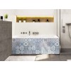 Tablier de baignoire en mosaïque style ethnique bleue et blanche