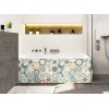 Tablier de baignoire chic motifs tomettes bleues et orange