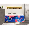 Tablier de baignoire florale et au design graphique bleue et rose