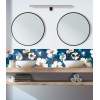 Crédence de salle de bain cerisiers sur fond bleu