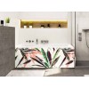 Tablier de baignoire plantes graphiques roses et vertes