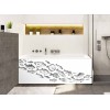 Tablier de baignoire banc de poissons noirs et blancs