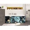 Tablier de baignoire thème florale vert bleu