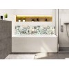 Crédence de baignoire chic motifs tomettes bleues et orange