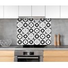 Fond de hotte carreaux de ciment noirs et blancs motifs mandala