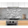 Fond de hotte briques style ardoise grise et blanche