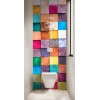 Panneau WC impression cubes de bois multicolores