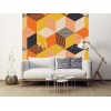 Papier peint style cubique couleurs chaudes