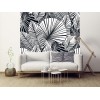 Papier peint feuilles design tropical noir et blanc