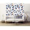 Papier peint mix de feuilles bleues et oranges