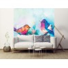 Papier peint style aquarelle d'oiseaux multicolore