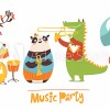 Tête de lit Enfant Fanfare d'animaux