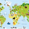 Tête de lit Enfant Carte du monde en Anglais