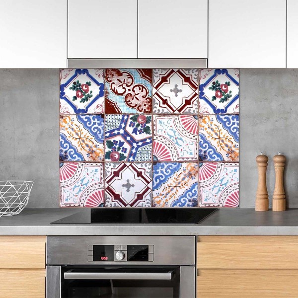 Fond de hotte mosaïque vintage colorée
