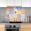 Fond de hotte faïence colorée motifs cubiques