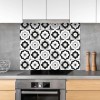 Fond de hotte carreaux de ciment noirs et blancs motifs mandala