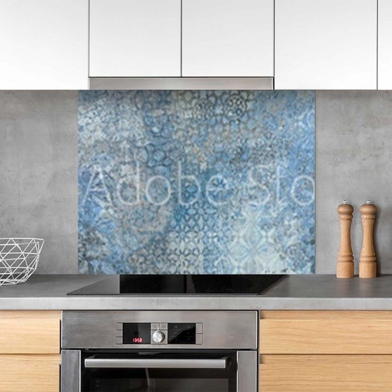Fond de hotte style vintage oriental bleue