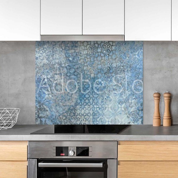 Fond de hotte style vintage oriental bleue