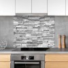 Fond de hotte briques style ardoise grise et blanche