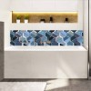 Crédence de baignoire style géométrique tons bleus