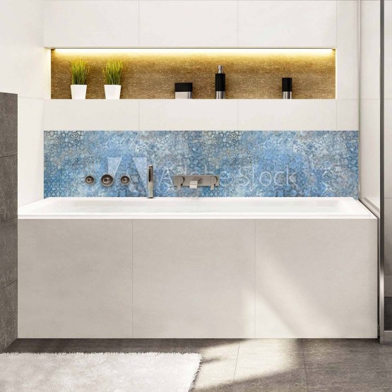 Crédence de baignoire orientale chic tons bleus