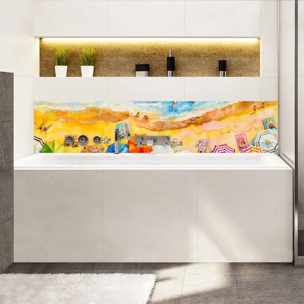 Crédence de baignoire dessin peinture bord de mer