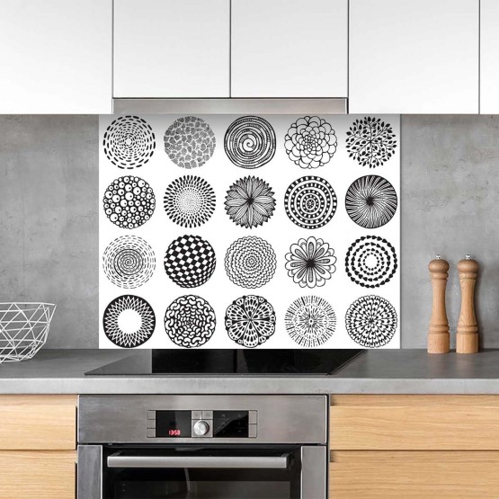 Fond de hotte fleurs design scandinave noir et blanc