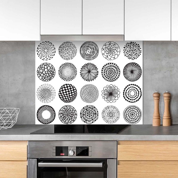 Fond de hotte fleurs design scandinave noir et blanc