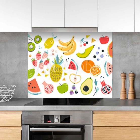 Fond de hotte motifs fruits colorés
