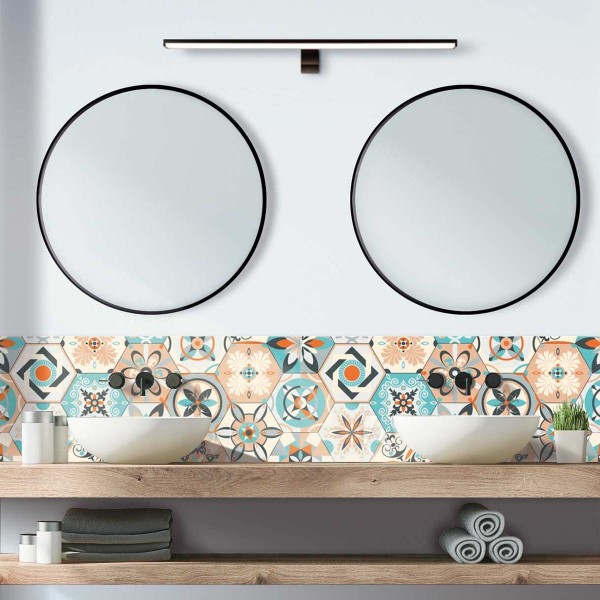 Crédence de salle de bain tomettes graphiques