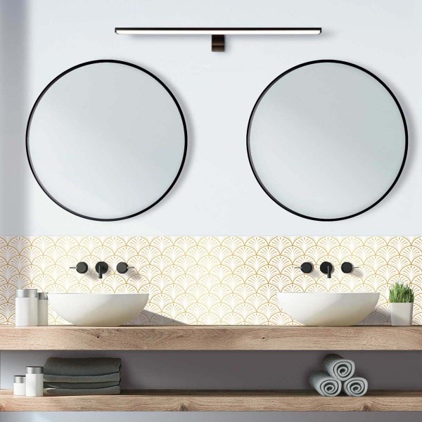 Crédence de salle de bain style art déco doré blanc