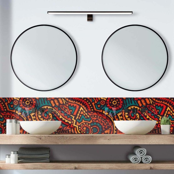 Crédence de salle de bain ethnique multicolore