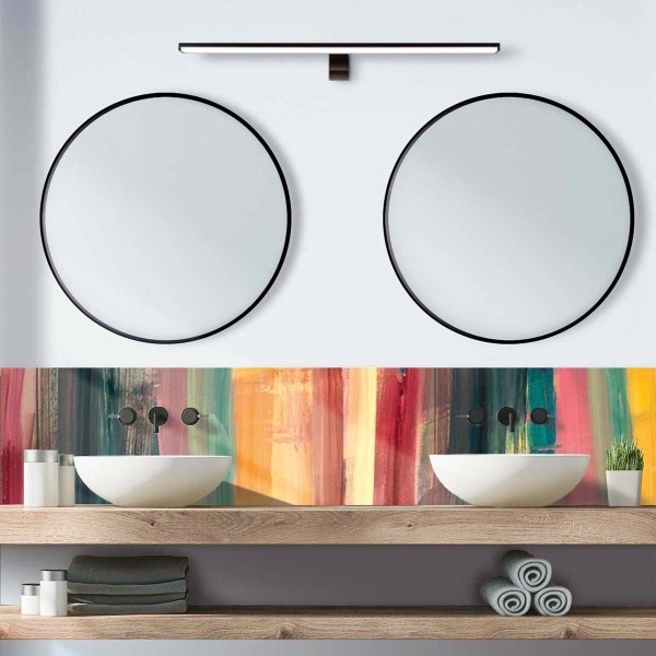 Crédence de salle de bain coups de pinceau multicolore