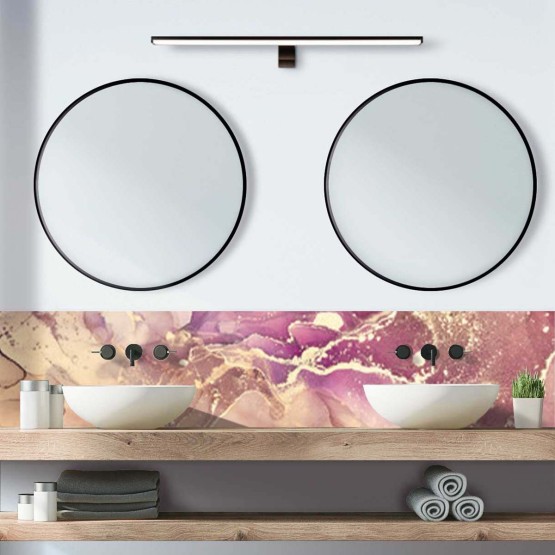 Crédence de salle de bain marbre roses dorées