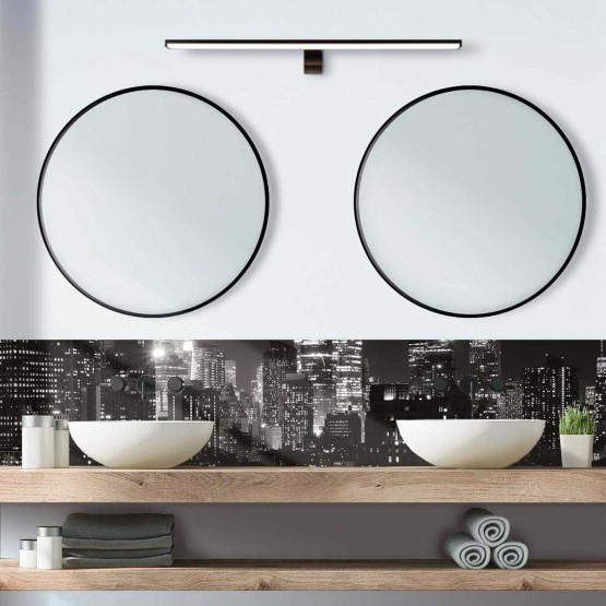 Crédence de salle de bain vue urbaine noir et blanc