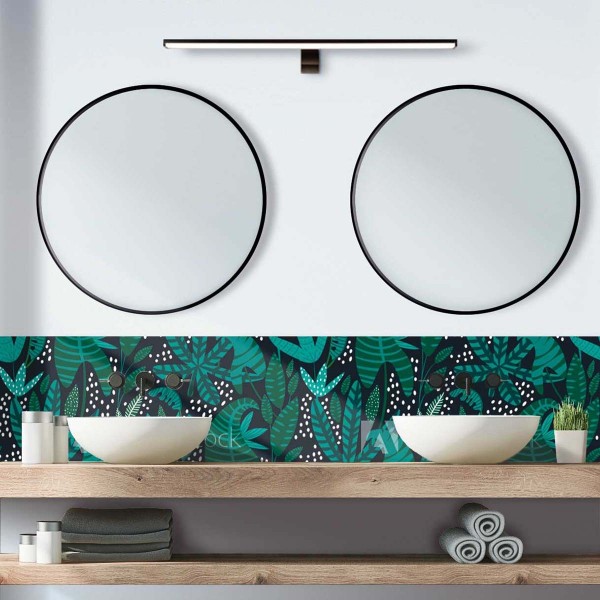 Crédence de salle de bain feuillage tropical graphique