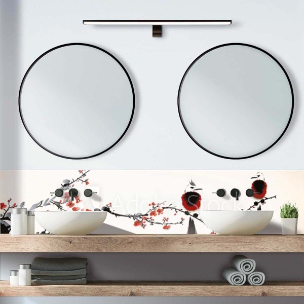Crédence de salle de bain style estampe japonaise