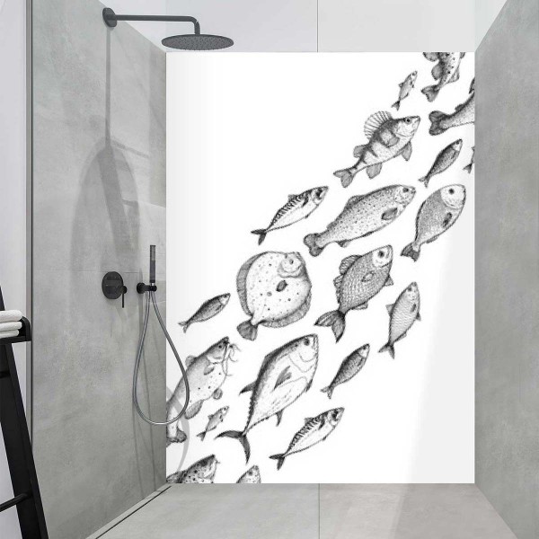 Panneau Douche banc de poissons