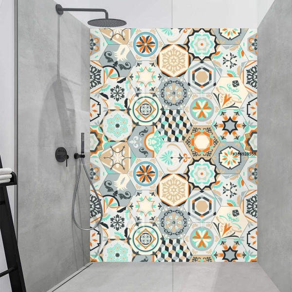 Panneau Douche effet tomettes graphiques