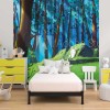 Papier peint enfant lapin blanc et forêt