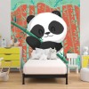 Papier peint enfant panda et forêt de bambou