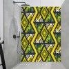 Panneau Douche motifs wax vert et jaune