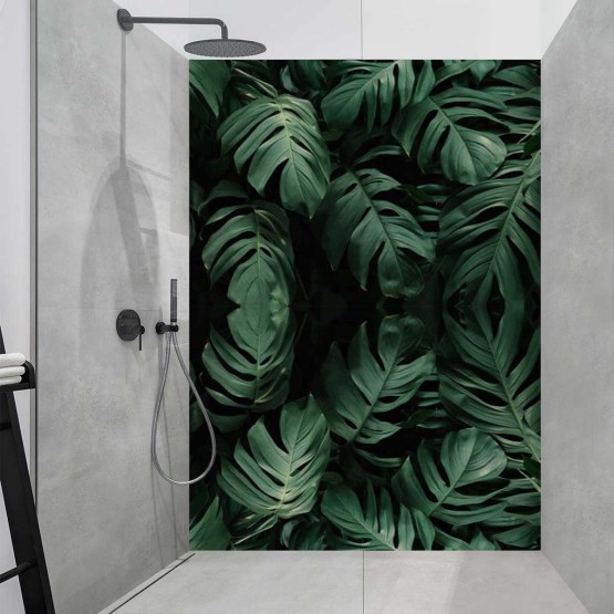 Panneau Douche feuilles exotiques effet miroir
