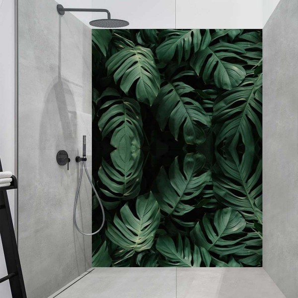 Panneau Douche feuilles exotiques effet miroir