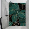 Panneau Douche art déco feuilles vertes et dorées