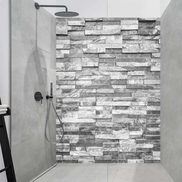 Panneau Douche effet briques grises