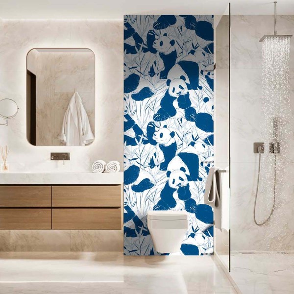 Panneau WC pandas et bambou