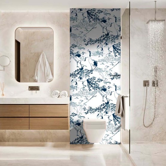 Panneau WC style estampe Japonaise