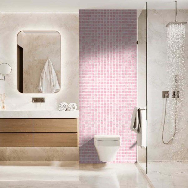 Panneau WC mosaïque rose