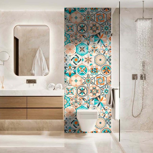 Panneau WC tomettes graphiques